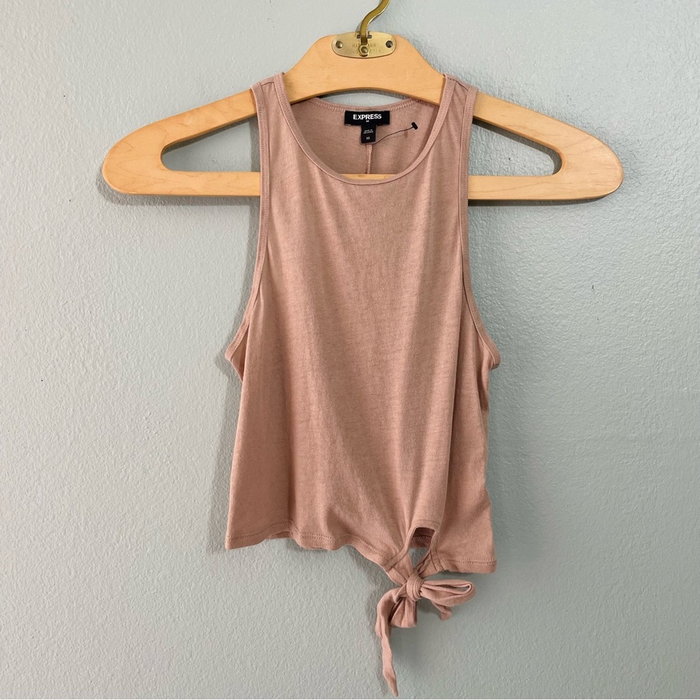 ♦️5/$15♦️ Express | Tan Front-Tie Tank Top
